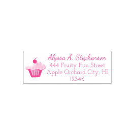 Niedlich Pink Cupcake Rücksendeadresse Briefmarke Permastempel