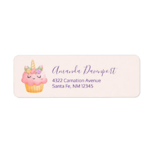 Niedlich Pink Cupcake Unicorn mit Rose