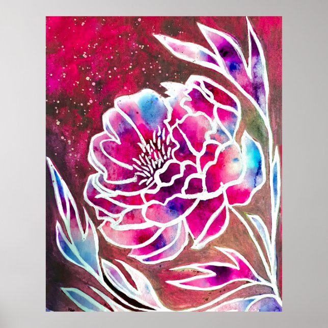 Niedlich Pink Dahlia Giro Hübsch Floral Wasserfarb Poster (Vorne)