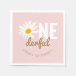 Niedlich Pink Daisy ONEderful 1. Geburtstag Party Serviette