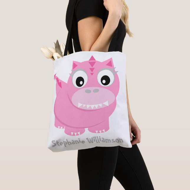 Niedlich Pink Dino Kawaii Cartoon (Von Nahem)
