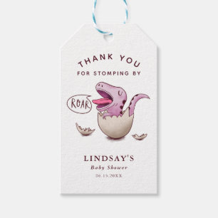 Niedlich Pink Dinosaur Girl Babydusche Geschenkanhänger