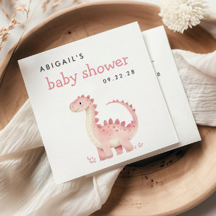 Niedlich Pink Dinosaur Girl Babydusche Serviette
