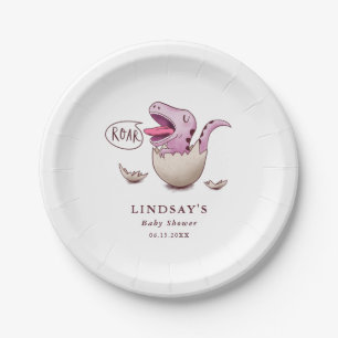 Niedlich Pink Dinosaur ROAR Babydusche Pappteller