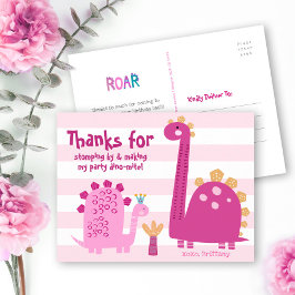 Niedlich Pink Dinosaurier Kawaii Girl Geburtstag V Postkarte