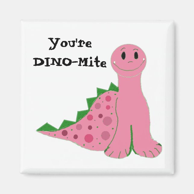 Niedlich Pink Dinosaurier Magnet (Vorne)