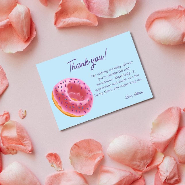 Niedlich Pink Donut Babydusche Dankeskarte (Von Creator hochgeladen)