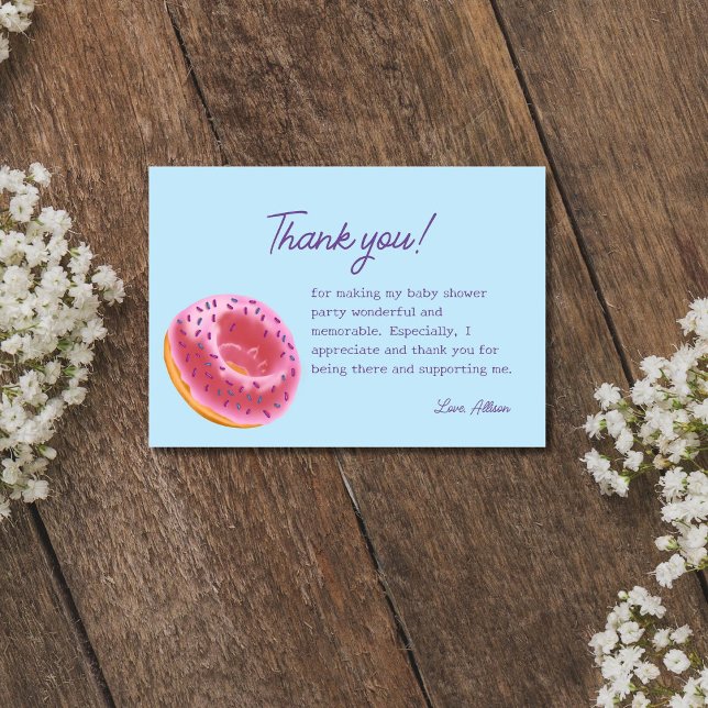 Niedlich Pink Donut Babydusche Dankeskarte (Von Creator hochgeladen)