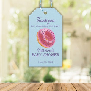 Niedlich Pink Donut Babydusche Geschenkanhänger
