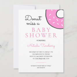 Niedlich Pink Donut Miss eine Babydusche Einladung