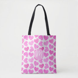Niedlich Pink Doodled Heart Valentine's Day Monogr