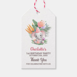 Niedlich Pink Elephant 1. Geburtstag Vielen Dank Geschenkanhänger