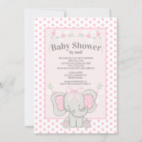 Niedlich Pink Elephant Polka Dots Baby Dusche per 
