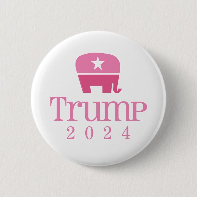 Niedlich Pink Elephant Women für Donald Trump 2024 Button (Vorderseite)