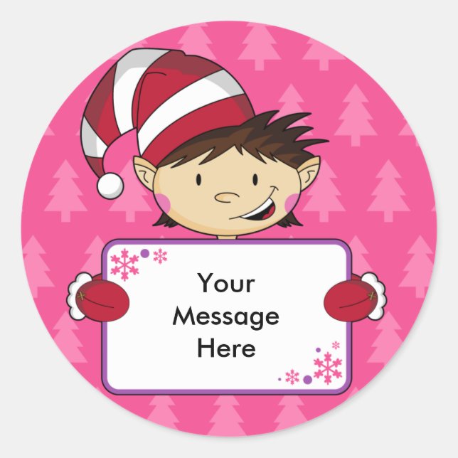 Niedlich Pink Elf Weihnachtsgeschenk Aufkleber (Vorderseite)