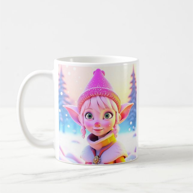 Niedlich Pink Elf Whimsisches Weihnachtsfest Kaffeetasse (Links)