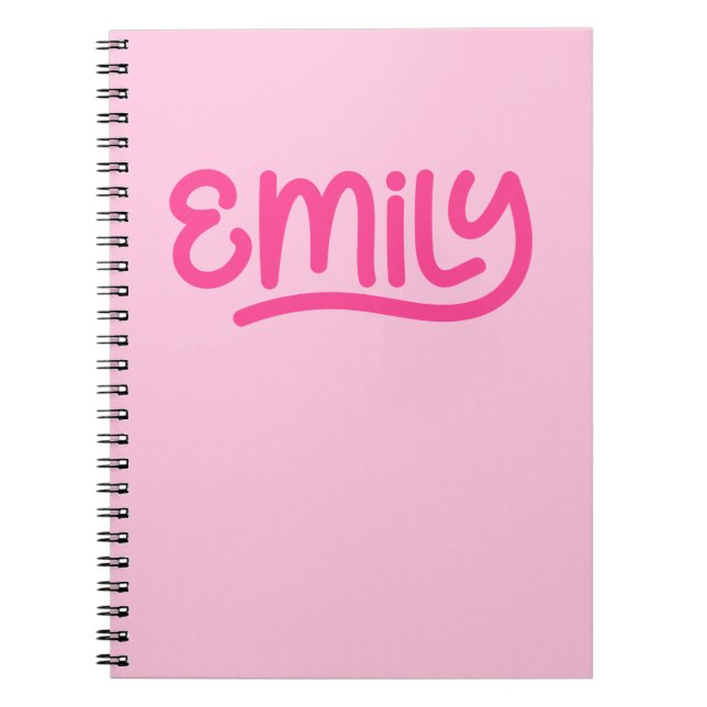 Niedlich Pink Emily Handwriting Typografy Notizblock (Vorderseite)