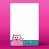 Niedlich Pink Fat Cat - Blue Background