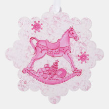 Niedlich Pink Filigree Rocking Horse Weihnachten