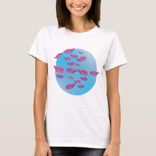 Niedlich Pink Fish Swim T - Shirt