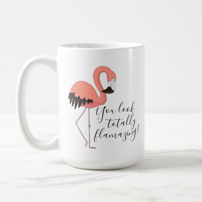 Niedlich Pink Flamingo Funny Totfast Fantastischer Kaffeetasse (Links)