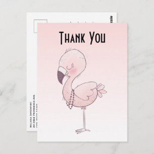 Niedlich Pink Flamingo Illustration Vielen Dank Postkarte