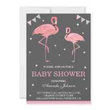 Niedlich Pink Flamingo Kinderdusche Einladung