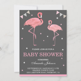 Niedlich Pink Flamingo Kinderdusche Einladung
