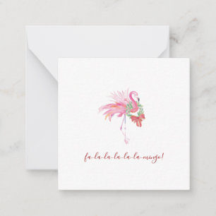 Niedlich Pink Flamingo Watercolor Mini Weihnachten Mitteilungskarte