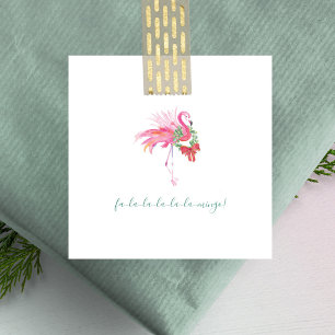Niedlich Pink Flamingo Watercolor Mini Weihnachten Mitteilungskarte