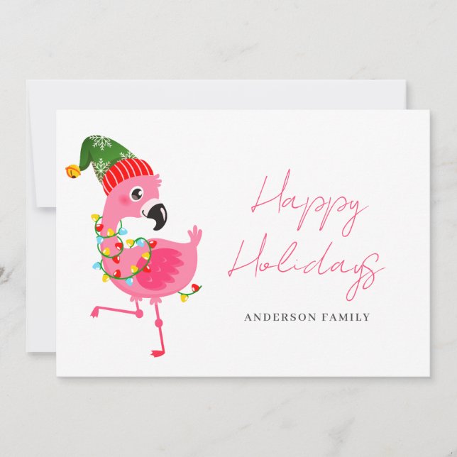 Niedlich Pink Flamingo Weihnachten (Vorderseite)