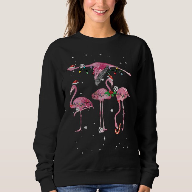 Niedlich Pink Flamingo Weihnachten Weihnachten Wei Sweatshirt (Vorderseite)