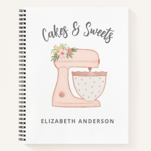 Niedlich Pink Floral Bakery Cake Mixer Notizbuch