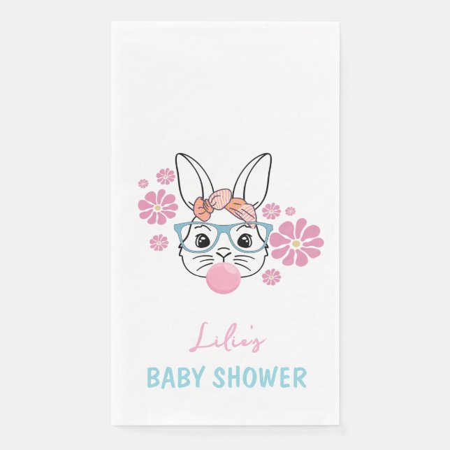 Niedlich Pink Floral Bunny Girl Baby Show personal Serviette (Vorderseite)