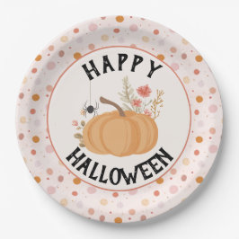 Niedlich Pink Floral Halloween Pappteller
