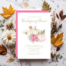 Niedlich Pink Floral Pumpkin Erntedank Dinner