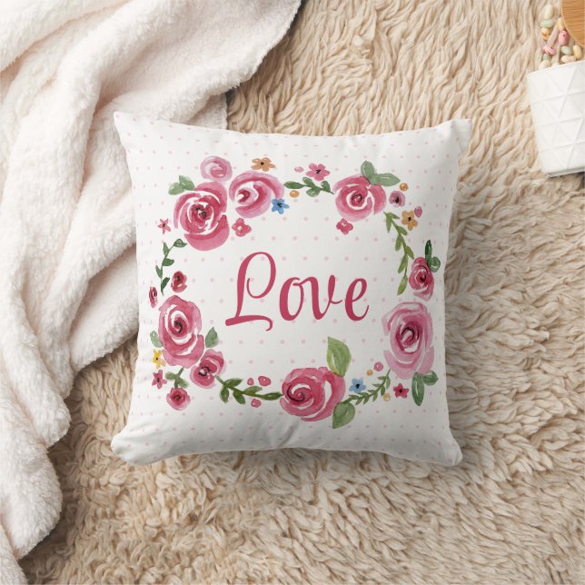 Niedlich Pink Floral Rose Polka Dot Baby Kinderzim Kissen (Decke)