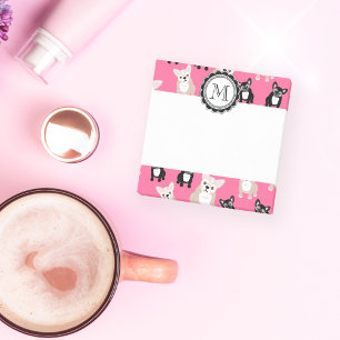 Niedlich Pink French Bulldog Pattern Post-it Klebezettel