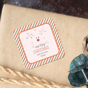 Niedlich Pink Frohe Weihnachten Quadratischer Aufkleber