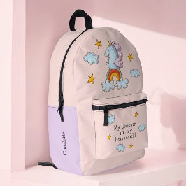 Niedlich Pink Funny Unicorn Ate My Hausaufgaben Bedruckter Rucksack