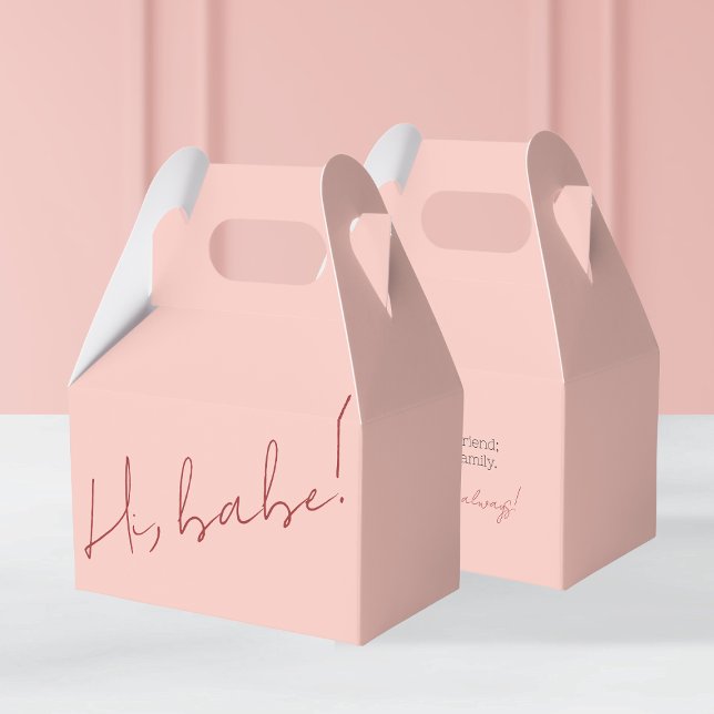 Niedlich Pink Galentine's Day Babe Red Script Mess Geschenkschachtel (Cute Pink Galentine's Day Babe Red Script Message Favor Boxes)