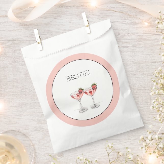 Niedlich Pink Galentine's Day Bestie Wasserfarbe M Geschenktütchen (Ausgeschnitten)
