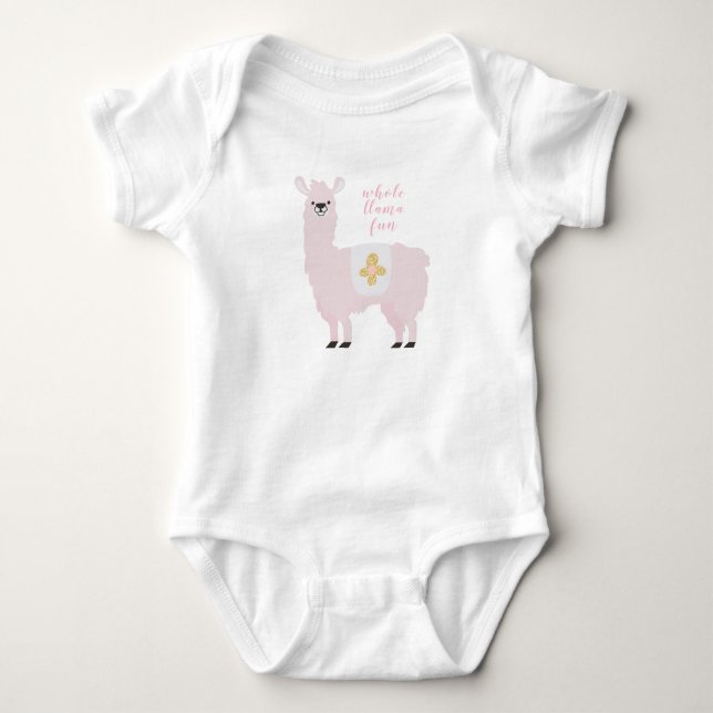Niedlich Pink Ganzlama Fun Baby Strampler (Vorderseite)