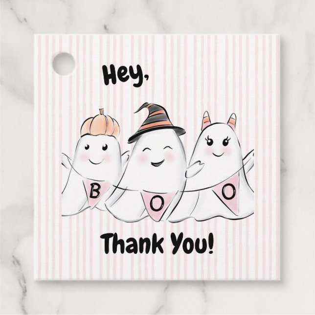 Niedlich Pink Ghost Boos Halloween Geschenkanhänger (Vorderseite)