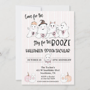 Niedlich Pink Ghost Boos Halloween-Party Einladung