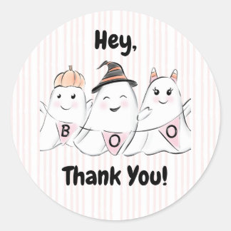 Niedlich Pink Ghost Boos Halloween Runder Aufkleber