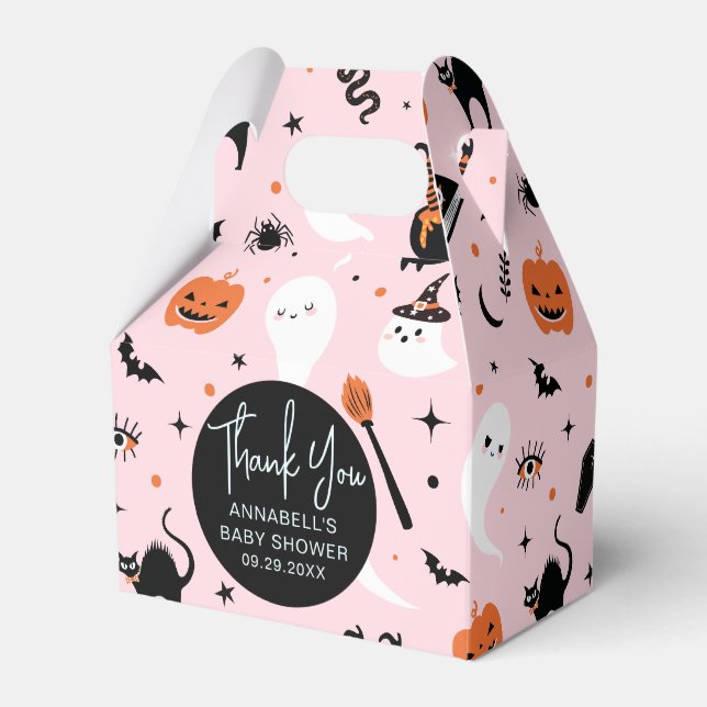 Niedlich Pink Ghost Halloween Kinderdusche Danke Geschenkschachtel (Vorderseite)