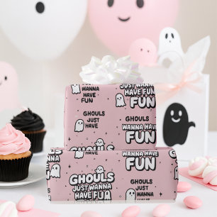 Niedlich Pink Ghost Halloween Pink Geschenkpapier