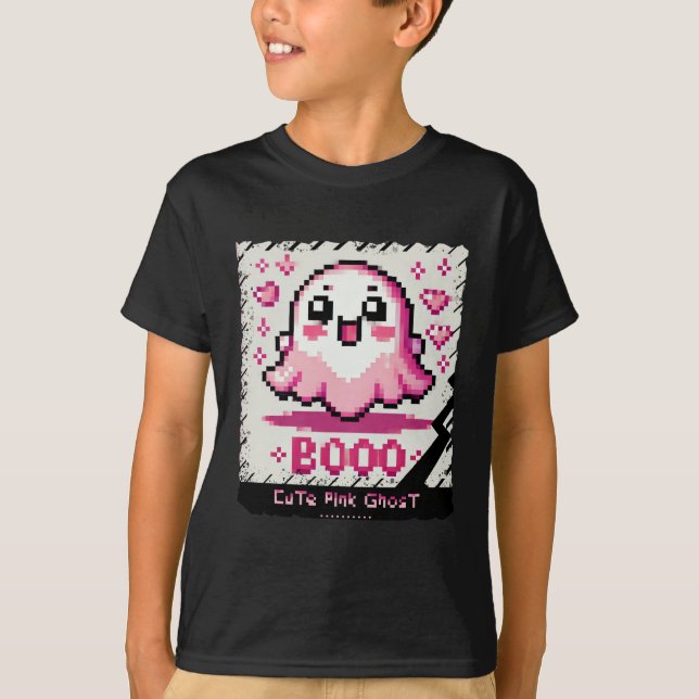 Niedlich Pink Ghost: Sweet and Spooky-Shirt-Junge T-Shirt (Vorderseite)