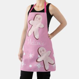 Niedlich Pink Gingerbrei Schneeflocken Weihnachten Schürze